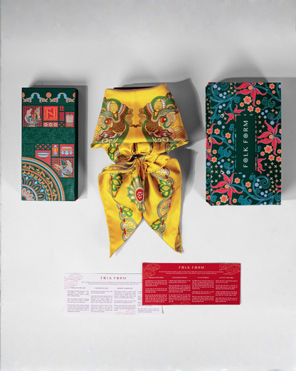 Legacy Gift Set for Mom / Dragon Of Grace Silk Scarf / Yellow / 26x26in / 65x65cm