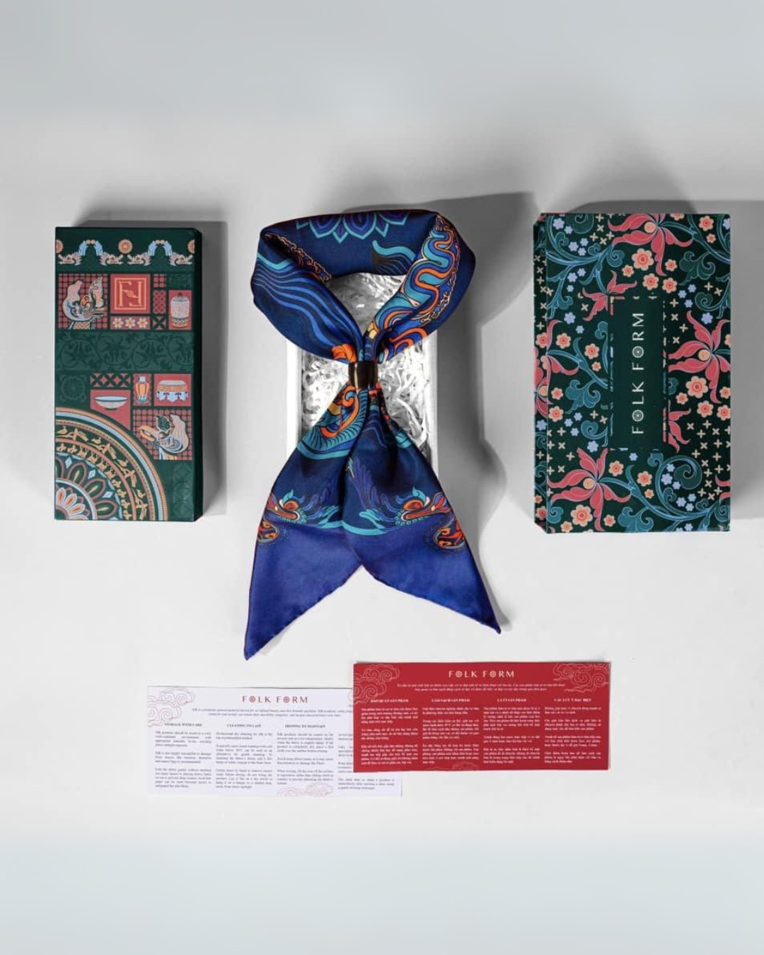 Legacy Gift Set for Mom / Dragon Dreams Silk Scarf / Navy Blue / 26x26in / 65x65cm