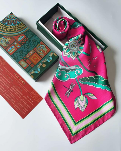 Imperial Lotus Silk Square Scarf / Pink