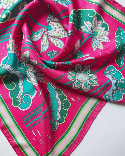 Imperial Lotus Silk Square Scarf / Pink