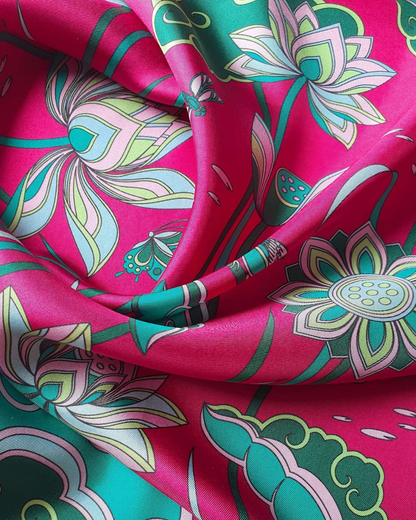 Imperial Lotus Silk Square Scarf / Pink