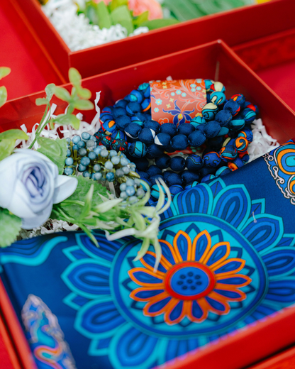Gift For Mom / Timeless Gift Set / Dragon Dreams Square Silk Scarf / Royal Blue