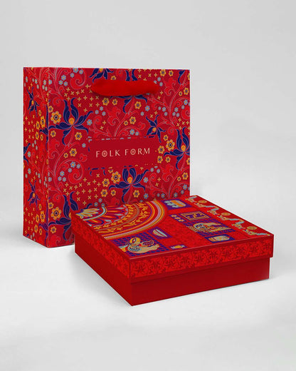 Gift For Mom / Timeless Gift Set / Dragon Dreams Square Silk Scarf / Royal Blue