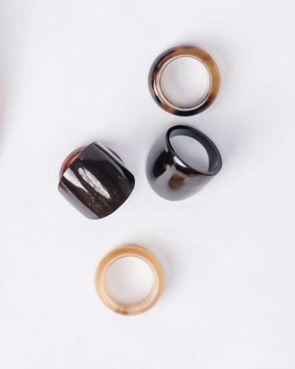Buffalo Horn Scarf Ring / Marble Black & Brown