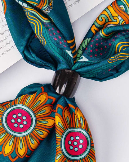 Buffalo Horn Scarf Ring / Marble Black & Brown