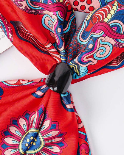 Buffalo Horn Scarf Ring / Marble Black & Brown