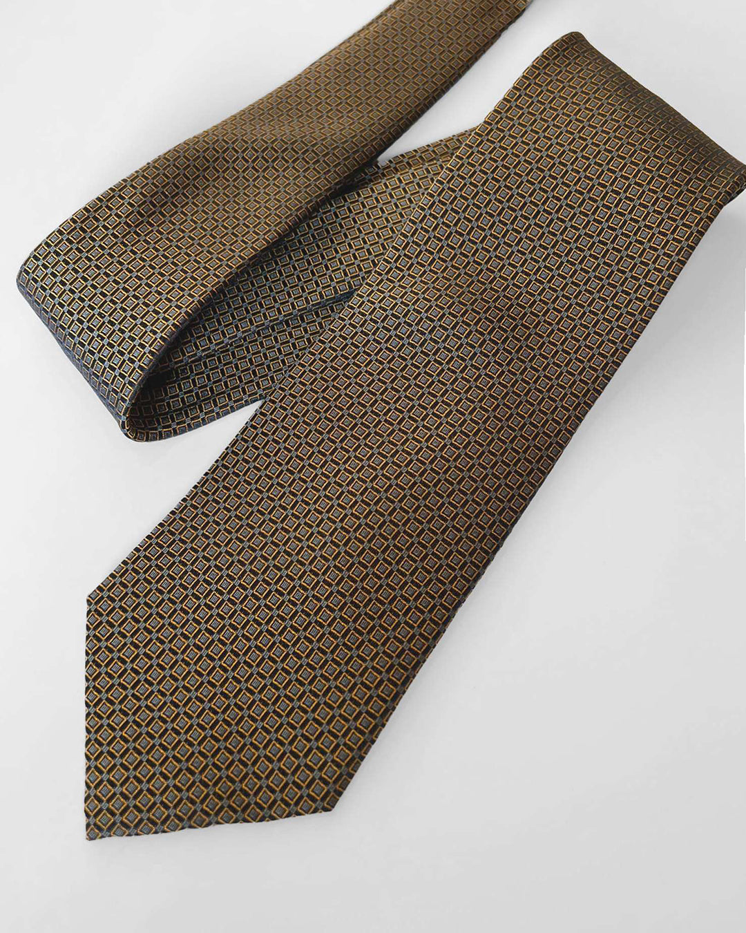 Color Square Pattern Silk Necktie / Dark Beige / Band 8cm / 3.2in