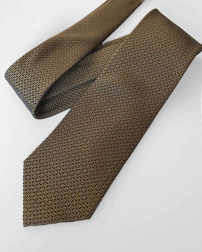 Color Square Pattern Silk Necktie / Dark Beige / Band 8cm / 3.2in