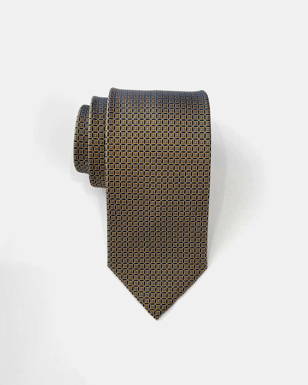 Color Square Pattern Silk Necktie / Dark Beige / Band 8cm / 3.2in