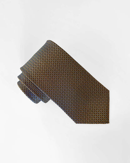 Color Square Pattern Silk Necktie / Dark Beige / Band 8cm / 3.2in