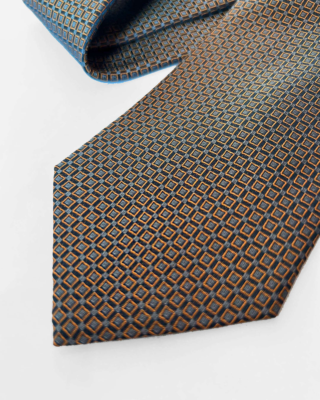 Color Square Pattern Silk Necktie / Dark Beige / Band 8cm / 3.2in