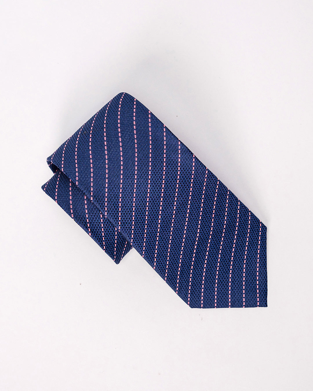 Diagonal Stripes Silk Necktie / Navy Blue & Pink / Band 8cm / 3.2in