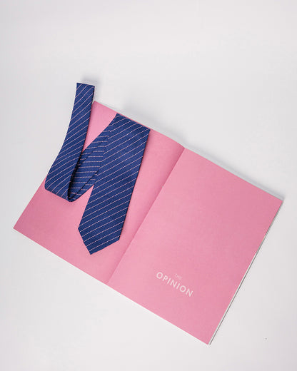 Diagonal Stripes Silk Necktie / Navy Blue & Pink / Band 8cm / 3.2in