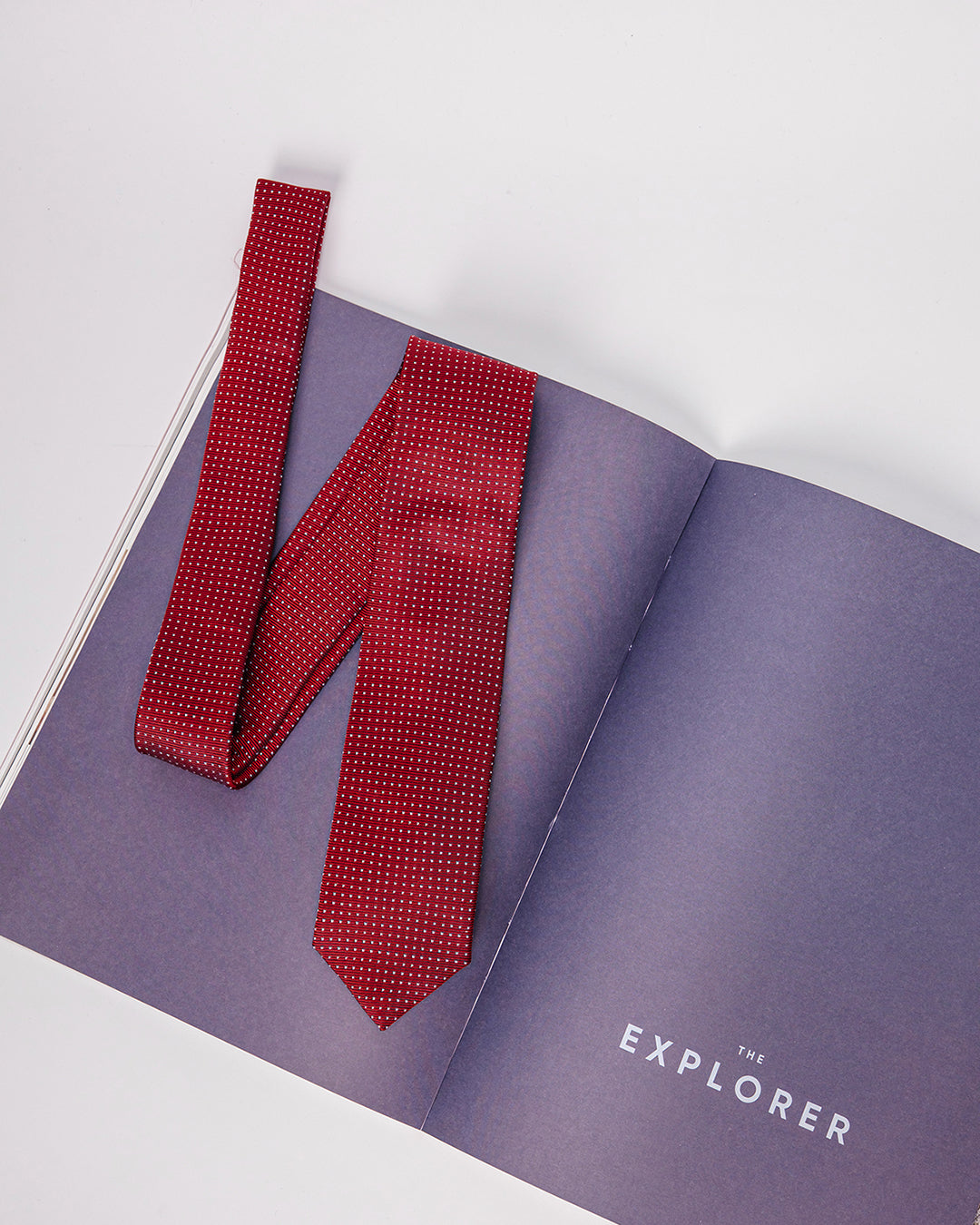 Dot Grid Silk Necktie / Red / Band 6cm / 2.4in
