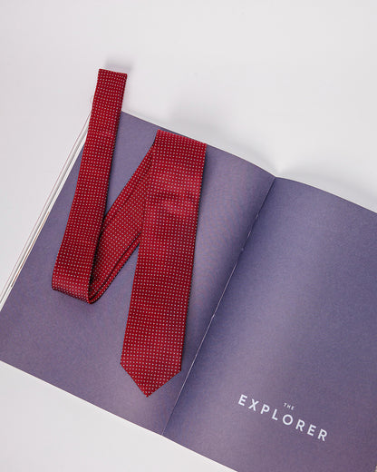 Dot Grid Silk Necktie / Red / Band 6cm / 2.4in