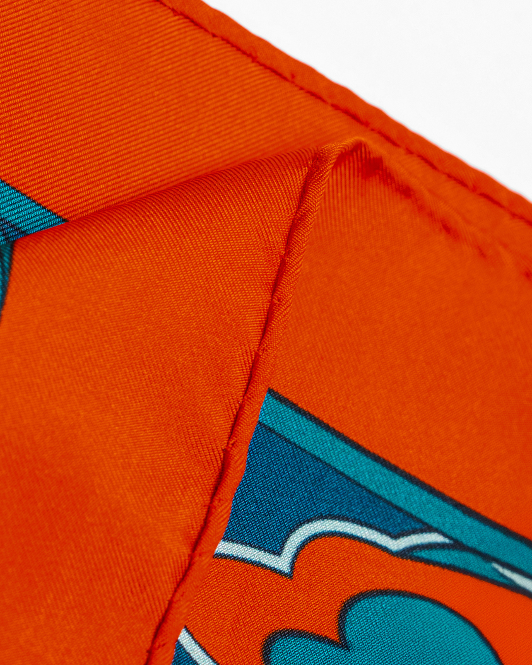 Dragon Dreams Silk Scarf / Orange & Dark Green / 110x110cm / 44x44in