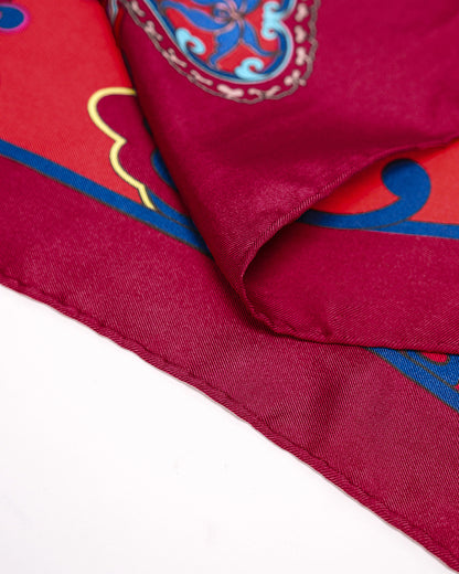 Dragon Dreams Silk Scarf / Red / 110x110cm / 44x44in