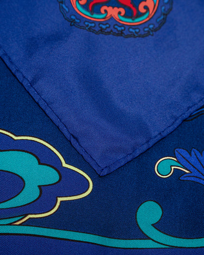 Dragon Dreams Silk Scarf / Navy Blue / 55x55cm / 22x22in