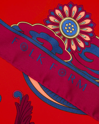 Dragon Dreams Silk Square Scarf / Red