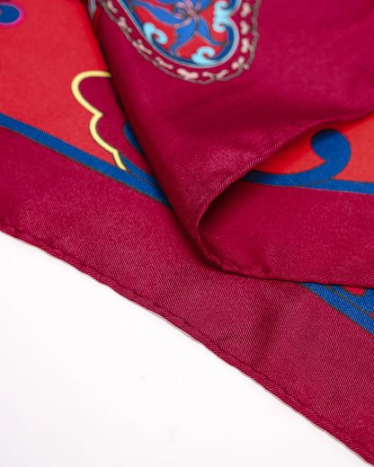 Dragon Dreams Silk Square Scarf / Red