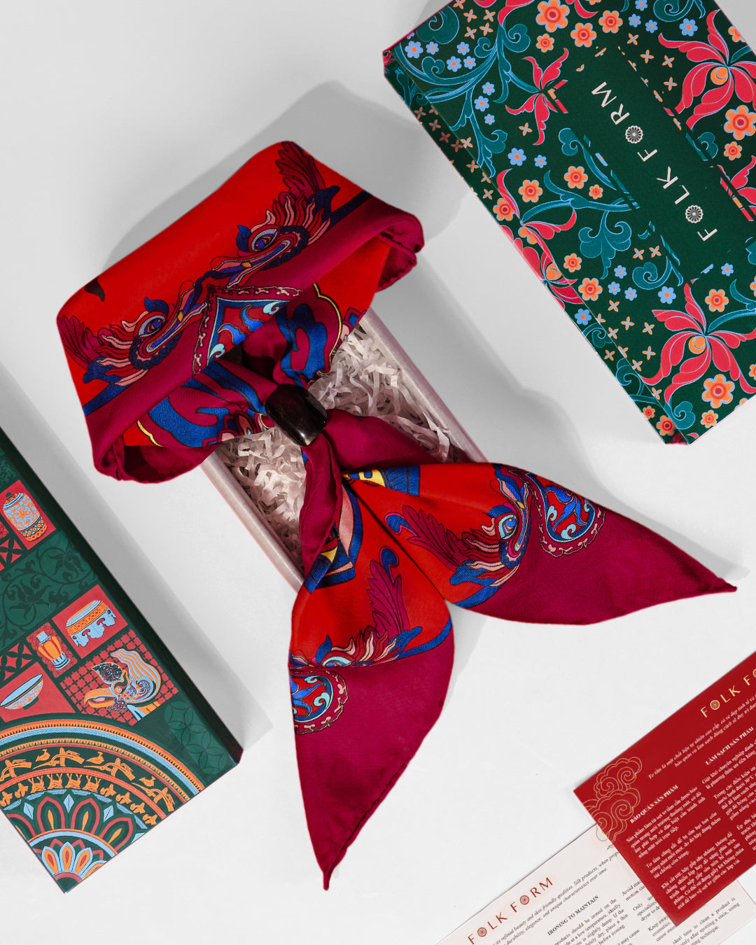 Dragon Dreams Silk Square Scarf / Red