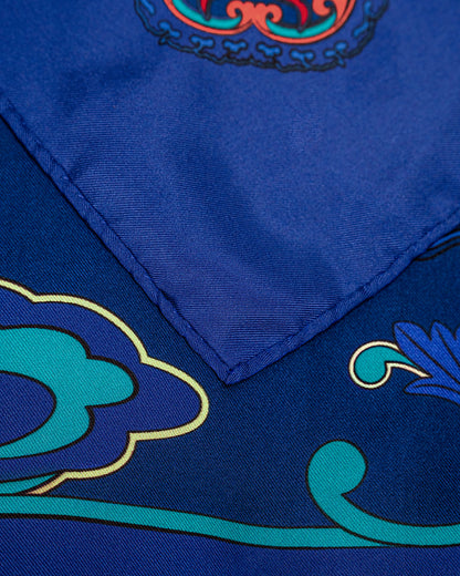 Dragon Dreams Silk Scarf / Navy Blue / 65x65cm / 26x26in