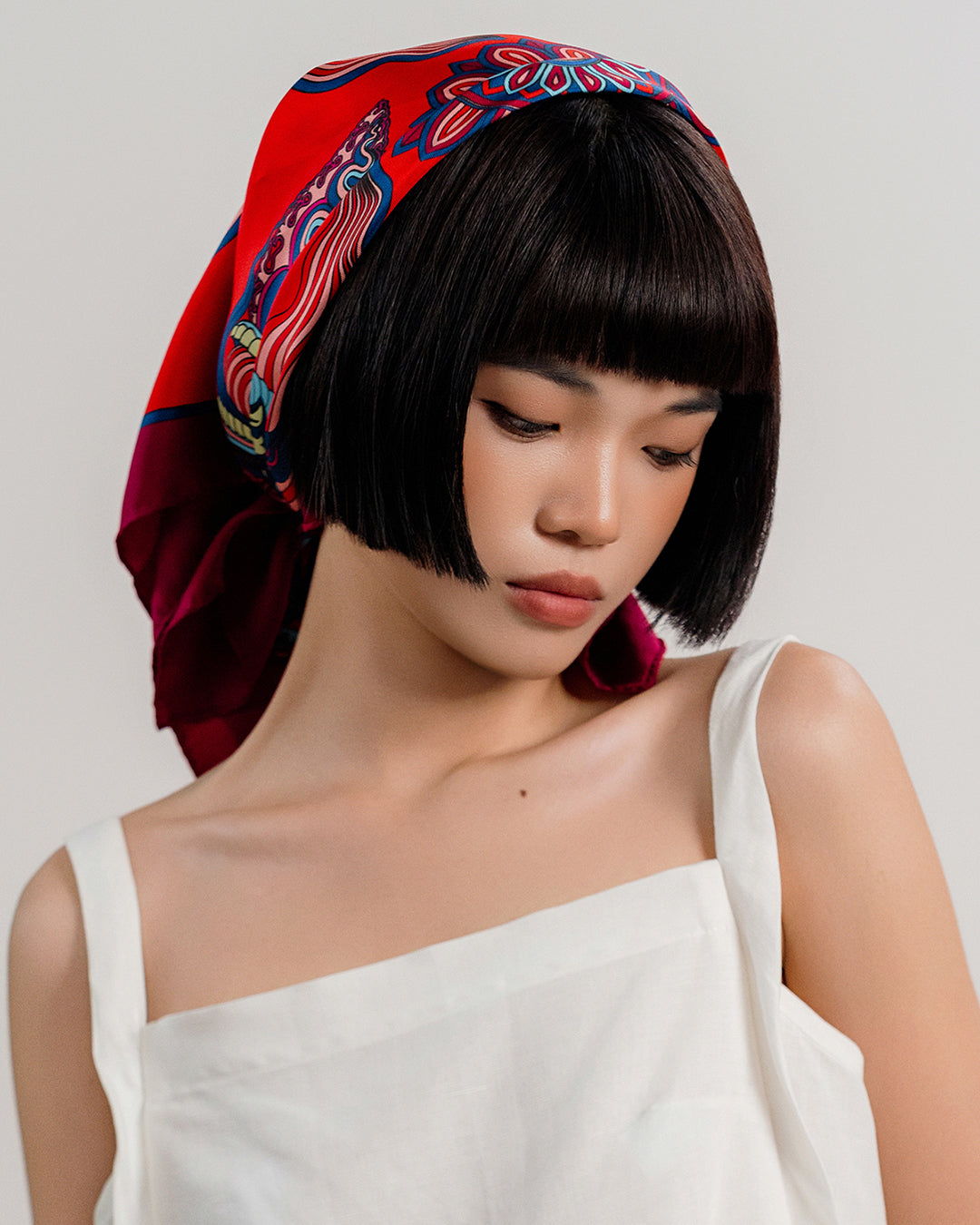 Dragon Dreams Silk Square Scarf / Red