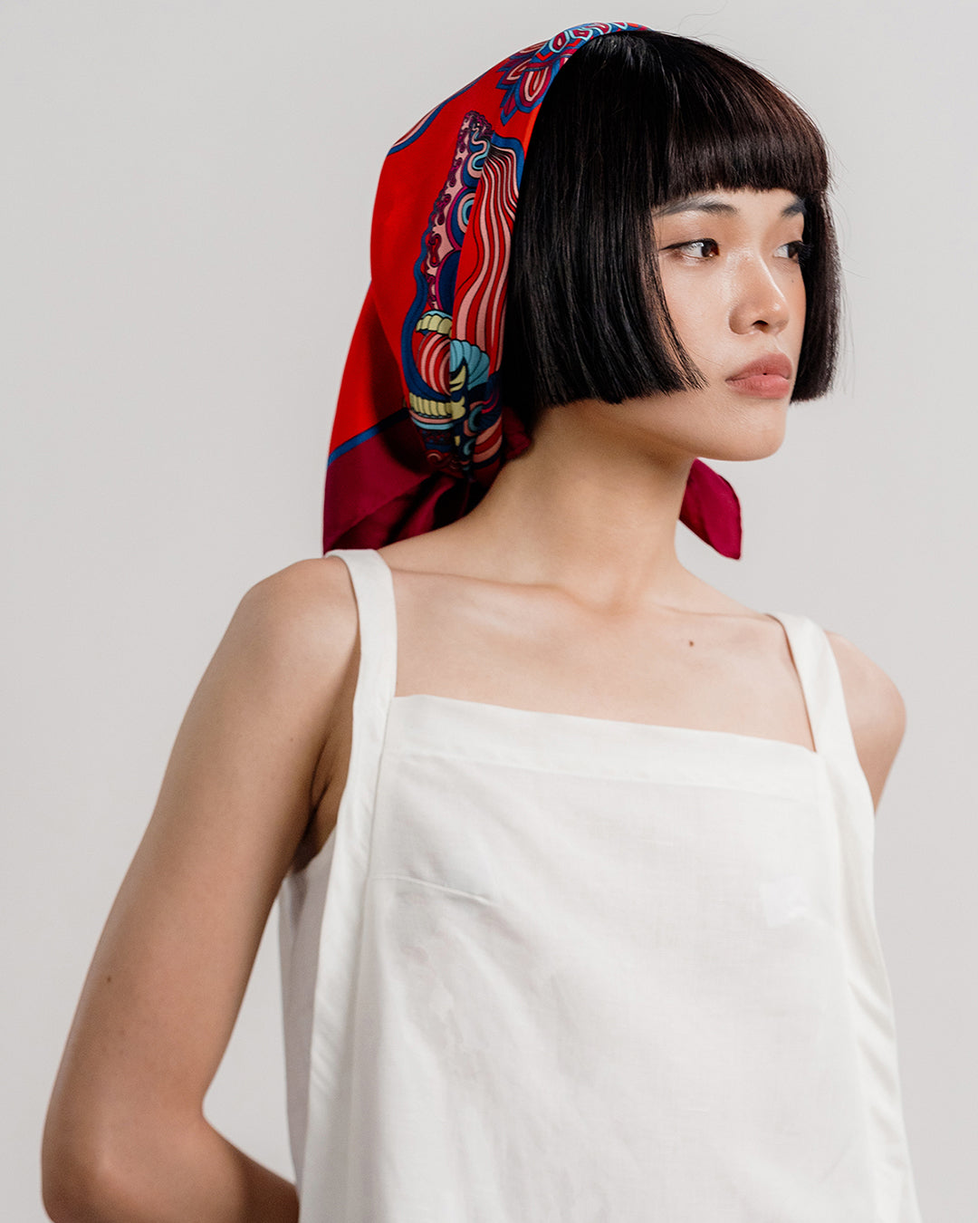 Dragon Dreams Silk Scarf / Red / 65x65cm / 26x26in