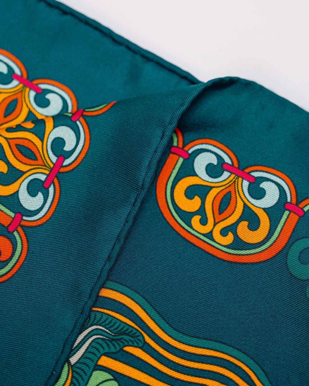 Dragon Of Grace Silk Square Scarf / Dark Green