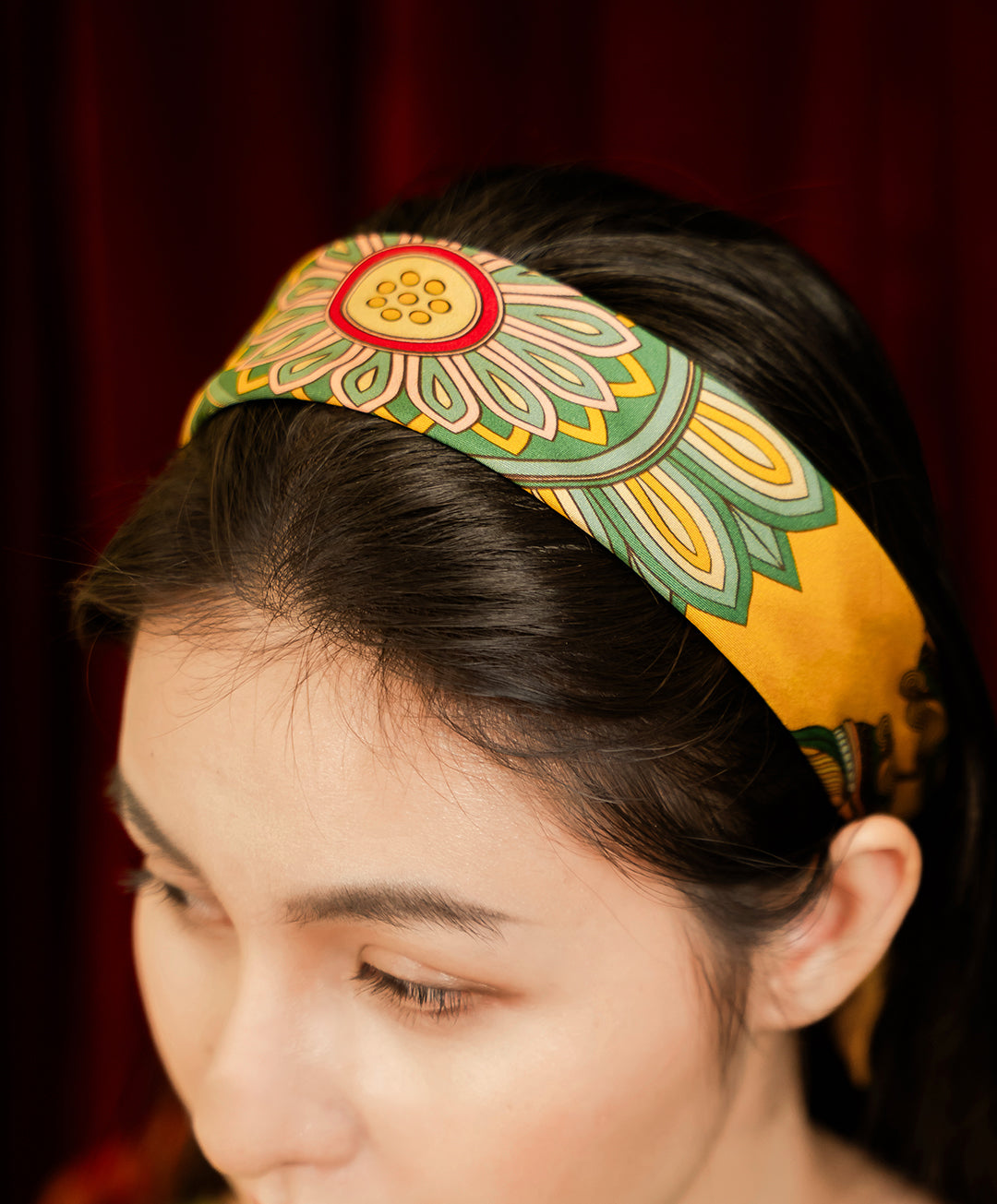Dragon Of Grace Silk Scarf / Yellow / 55x55cm / 22x22in