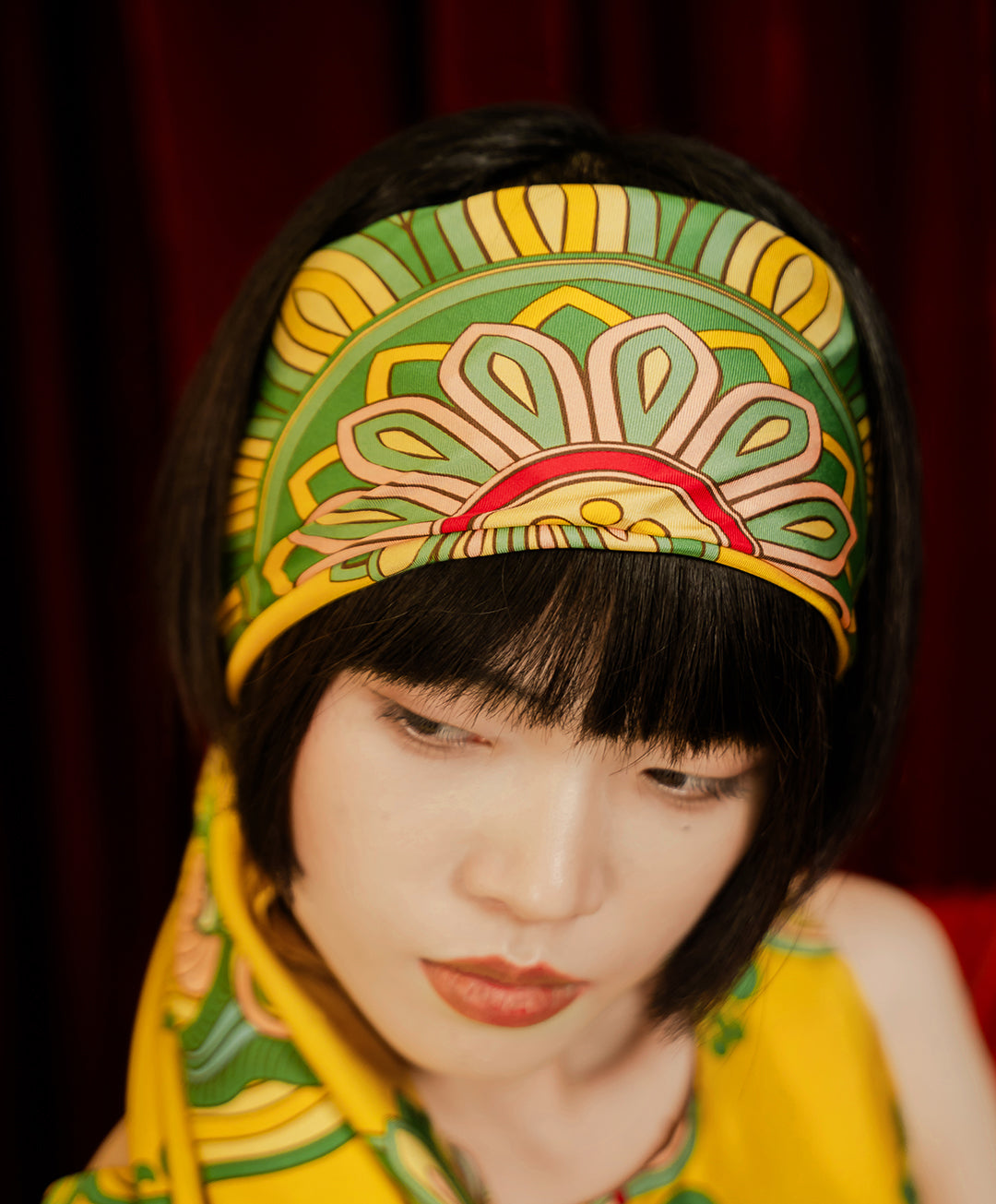 Dragon Of Grace Silk Scarf / Yellow / 110x110cm / 44x44in
