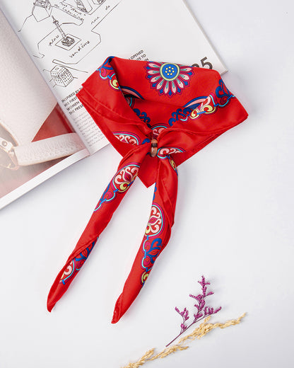 Dragon Of Grace Silk Scarf / Red / 55x55cm / 22x22in