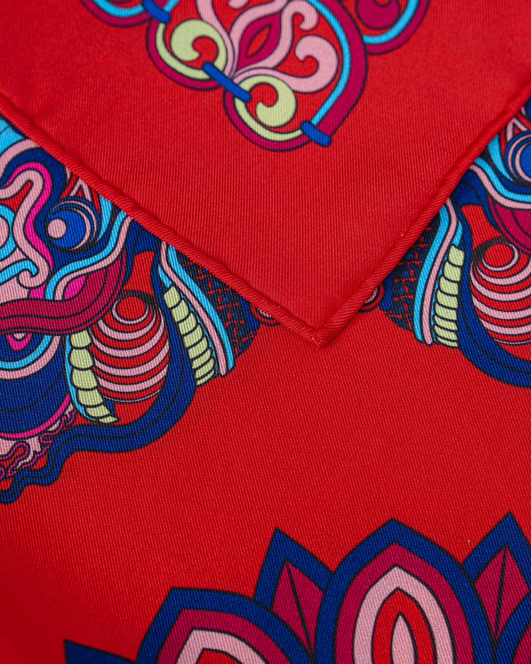 Dragon Of Grace Silk Scarf / Red / 55x55cm / 22x22in