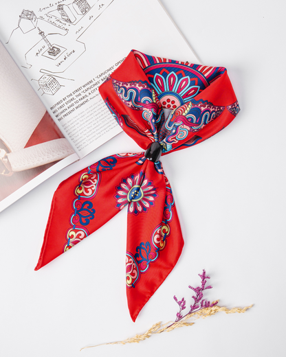 Dragon Of Grace Silk Square Scarf / Red