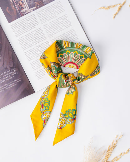 Dragon Of Grace Silk Scarf / Yellow / 90x90cm / 36x36in
