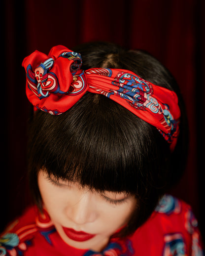 Dragon Of Grace Silk Square Scarf / Red