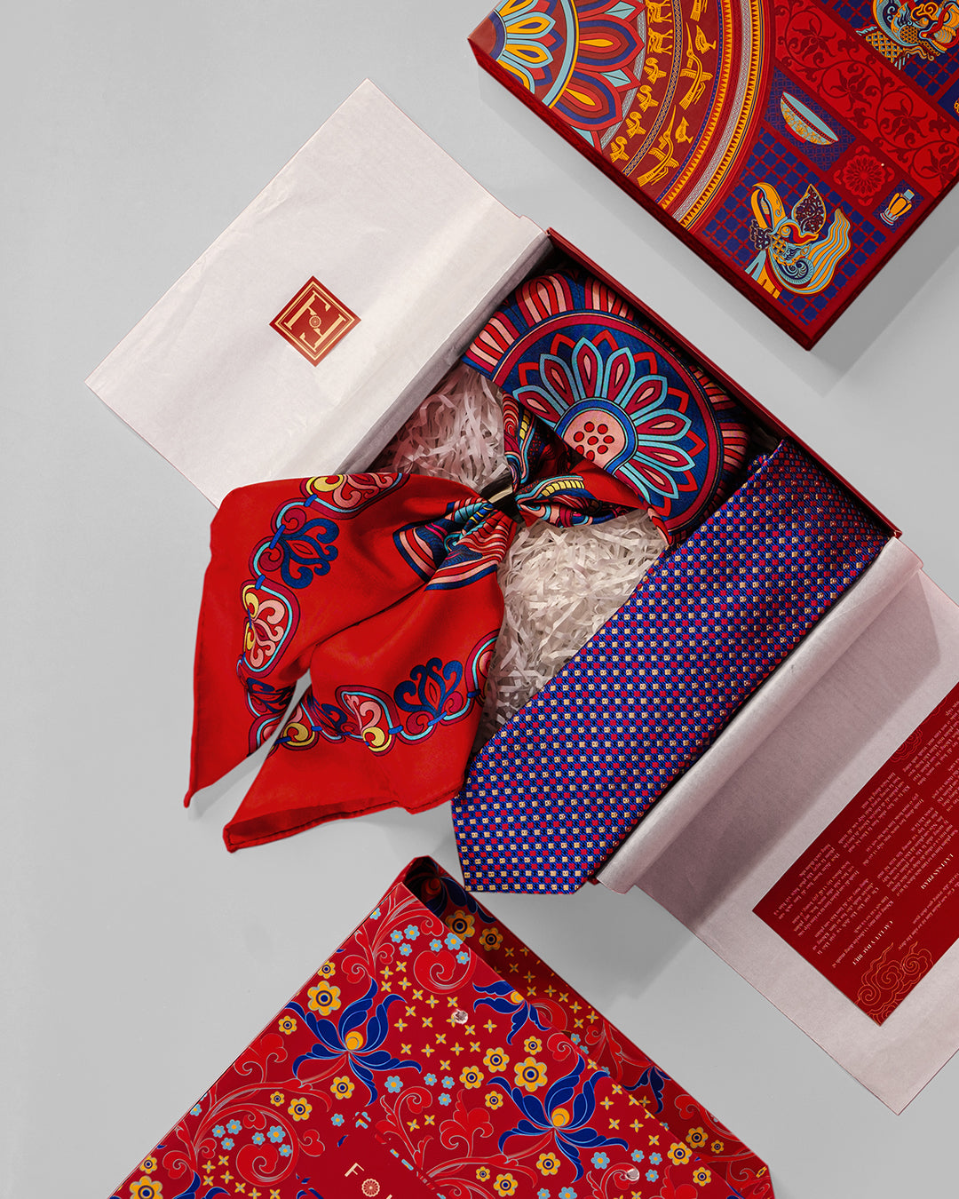 Dragon Of Grace Silk Square Scarf / Red