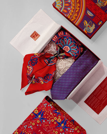 Dragon Of Grace Silk Square Scarf / Red