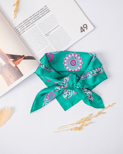 Dragon Of Grace Silk Square Scarf / Turquoise