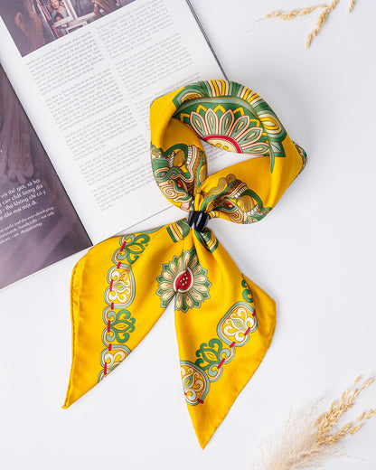 Dragon Of Grace Silk Scarf / Yellow / 90x90cm / 36x36in