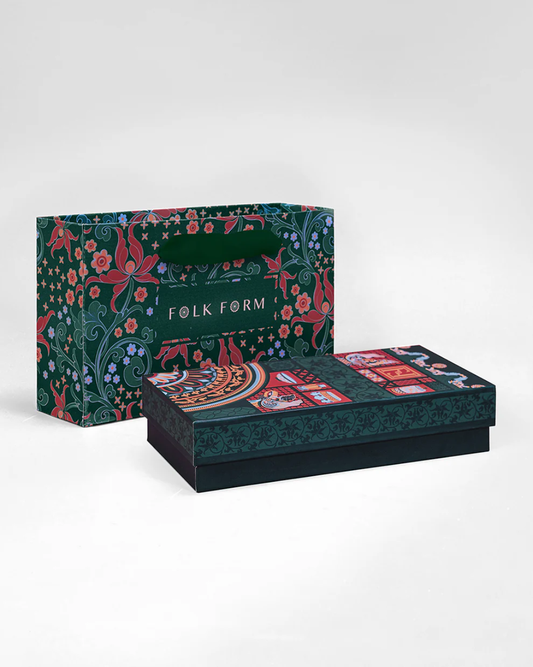 Dragon Of Grace Silk Scarf / Dark Green / 90x90cm / 36x36in