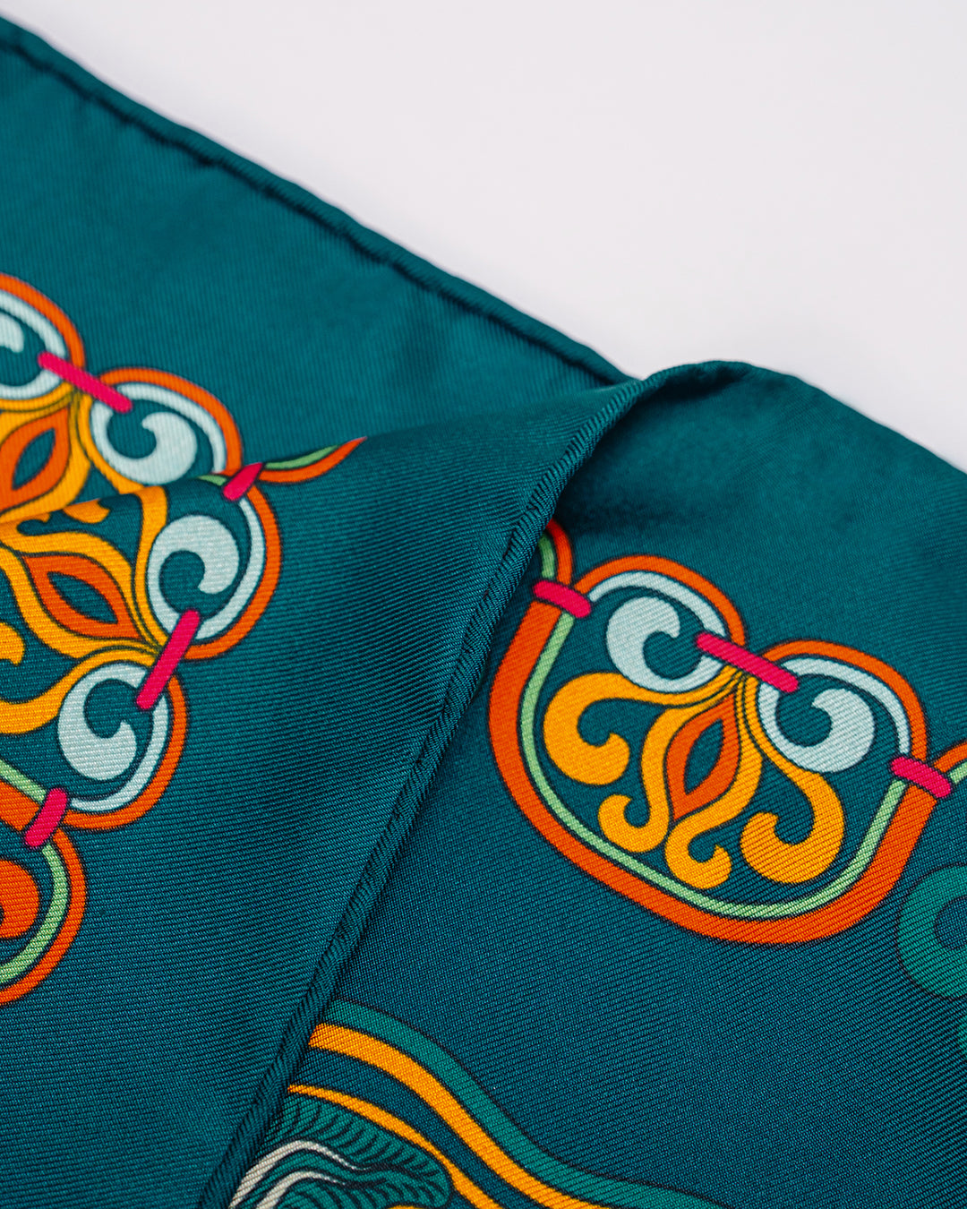 Dragon Of Grace Silk Scarf / Dark Green / 90x90cm / 36x36in