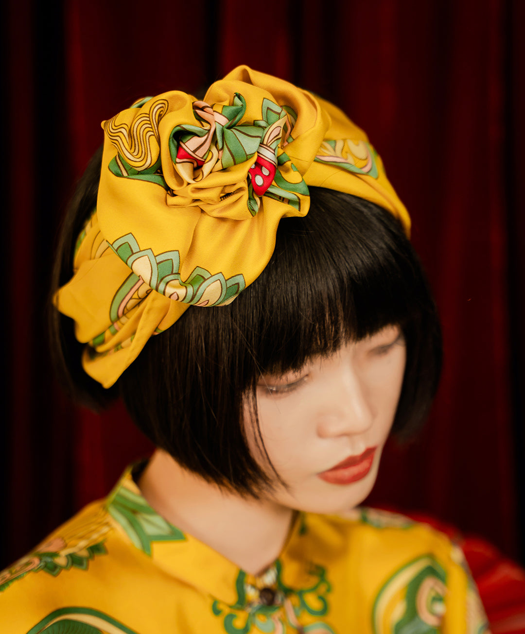 Dragon Of Grace Silk Scarf / Yellow / 90x90cm / 36x36in