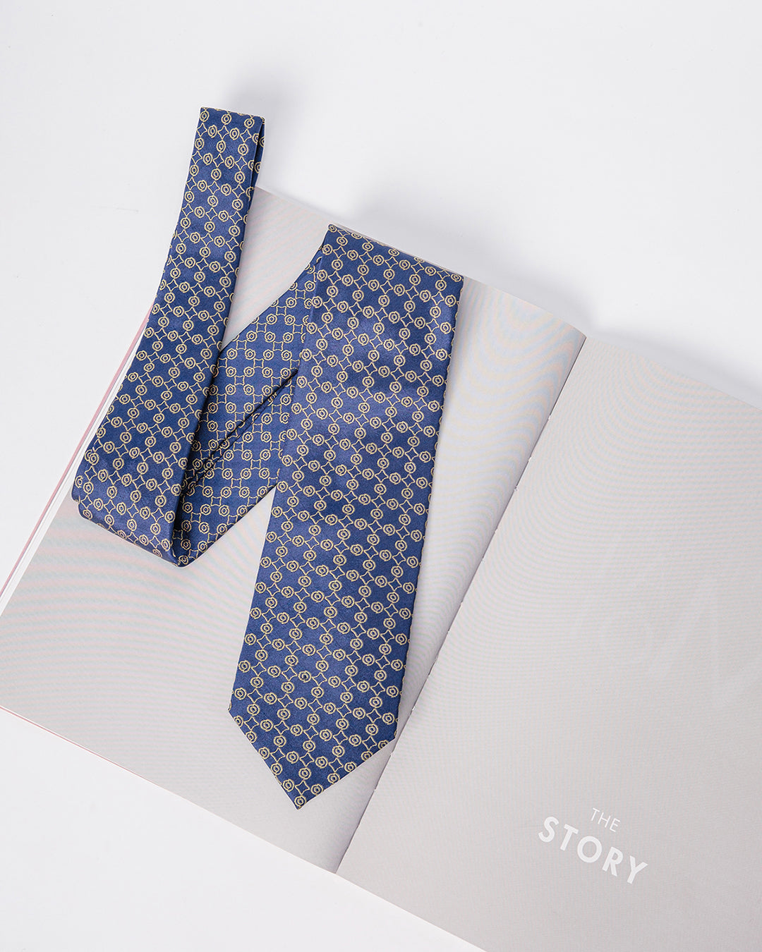 Line Pattern Silk Necktie / Dark Blue / Band 8cm / 3.2in