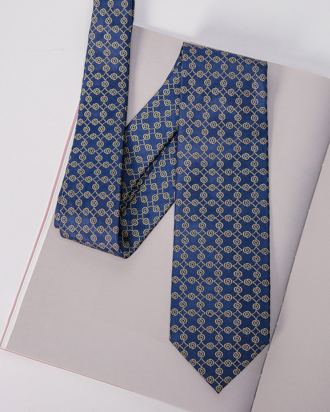 Line Pattern Silk Necktie / Dark Blue / Band 8cm / 3.2in
