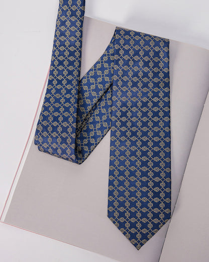 Line Pattern Silk Necktie / Dark Blue / Band 8cm / 3.2in