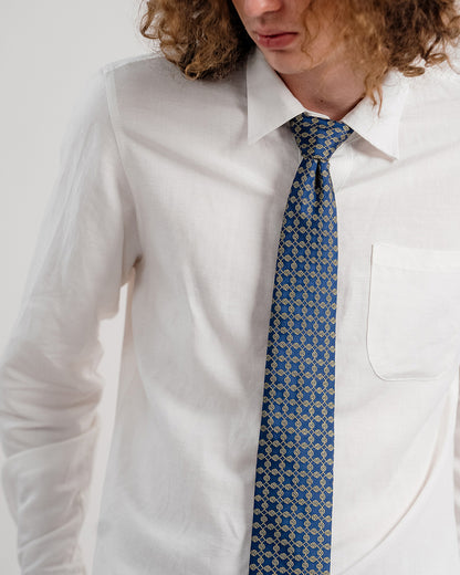 Line Pattern Silk Necktie / Dark Blue / Band 8cm / 3.2in