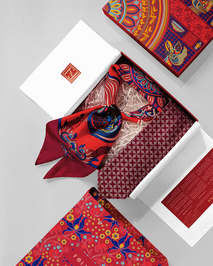 Line Pattern Silk Necktie / Red / Band 8cm / 3.2in
