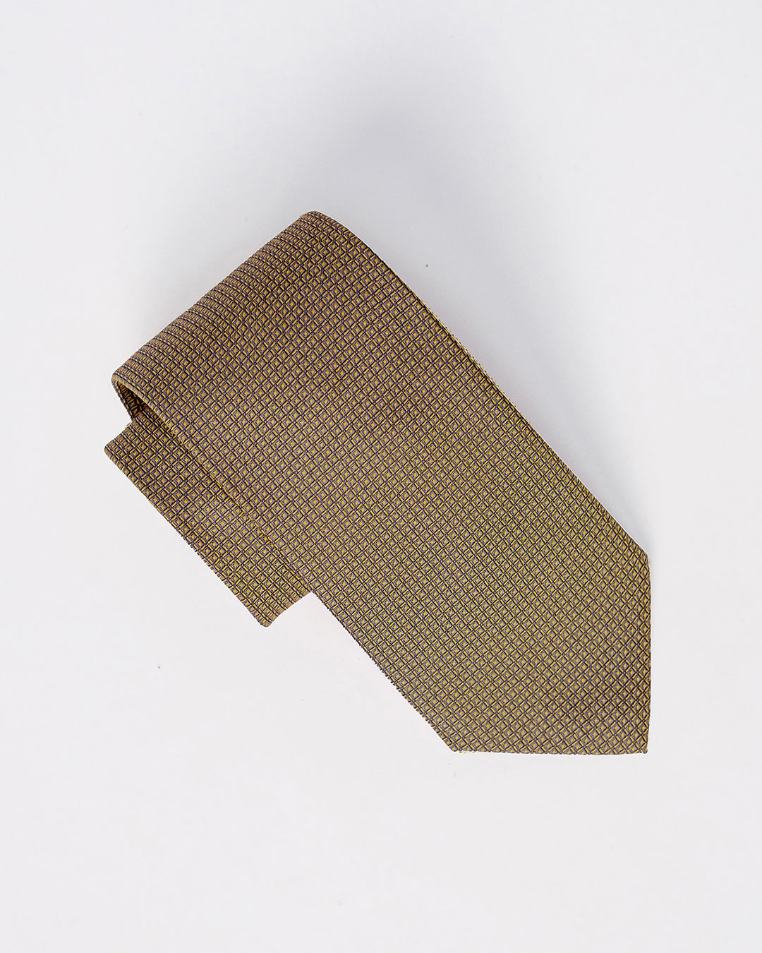 Line Square Pattern Silk Necktie / Dark Beige / Band 8cm / 3.2in