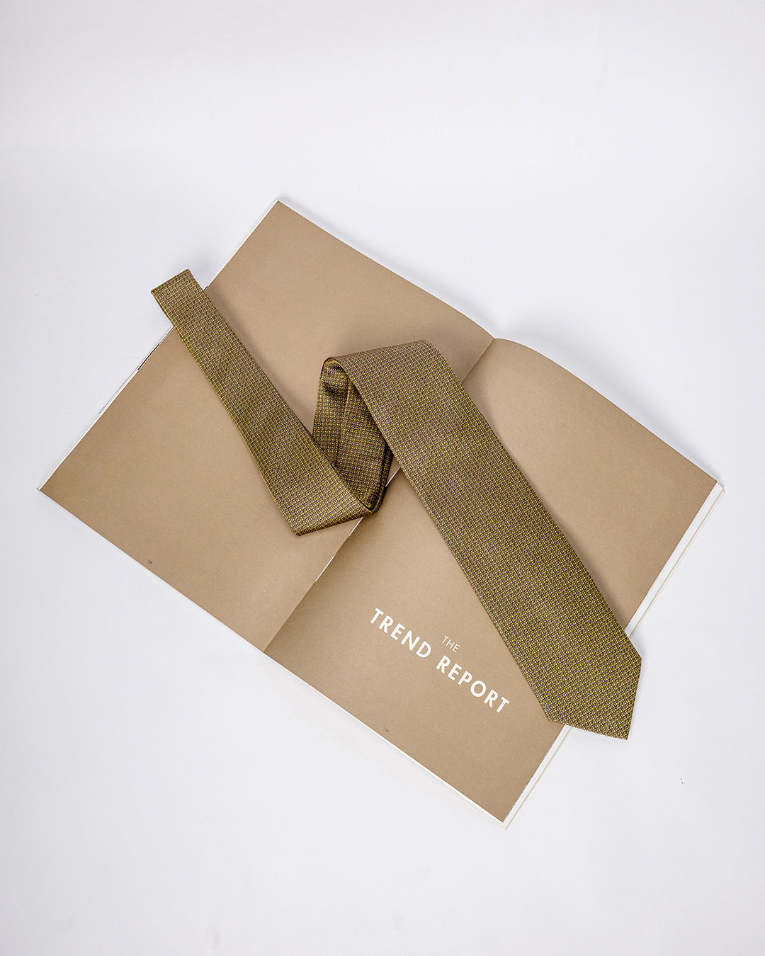Line Square Pattern Silk Necktie / Dark Beige / Band 8cm / 3.2in
